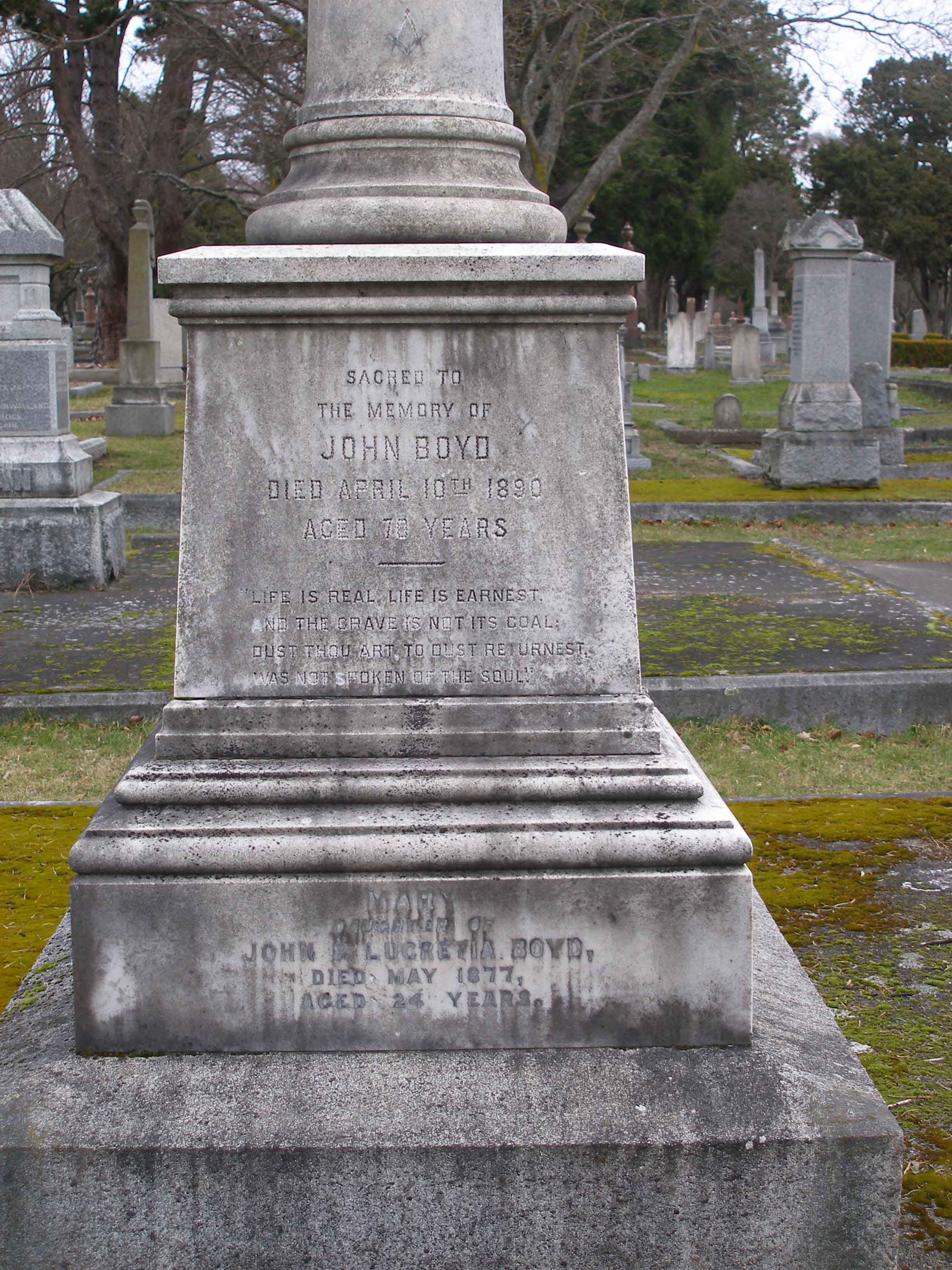 John Boyd tomb inscription